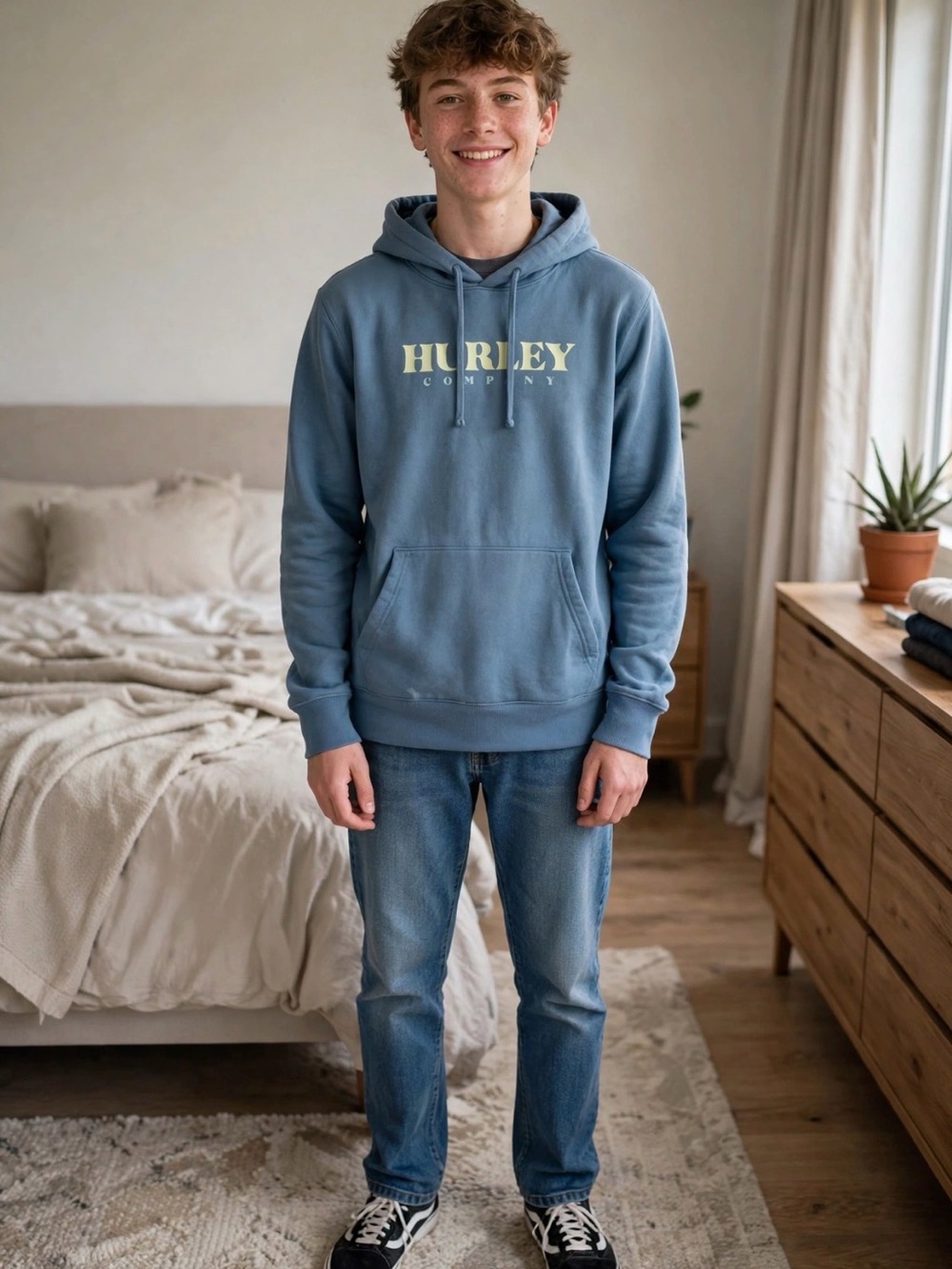 Hurley Dusty Blue Logo Pullover Hoodie - Kids juniors Casual Sweatshirt
